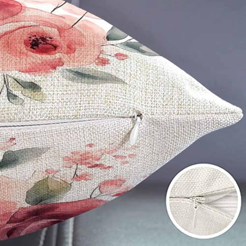 Smooffly Flower Throw Pillow Cover Flower Floral Leaf Buds Pillow Case Waist Lumbar Red Cotton Linen Throw Pillow case Cushion Cover Sofa Home Decorative Rectangle Oblong 12x20 Inches - color: Md029