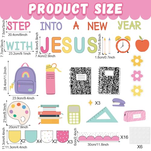 Christian Bulletin Board Set Back to School Classroom Decorations Religious Bulletin Board Christian Classroom Decor Jesus Cutouts Border for Sunday School VBS Church Chalkboard Wall Decor(Colorful) - color: Colorful