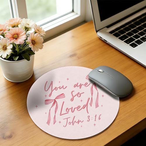 Coquette Pink Bow Mouse Pad,Girly Office Supplies, Girly Preppy Bow Mousepad Mouse Mat with Non-Slip Rubber Base for Home Office Desk Accessories,7.9x7.9 Inch - color: Color-1