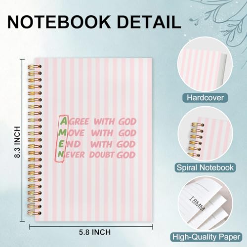 Amen Pink Christian Spiral Notebook 5.5x8.3 - color: White Amen Pink Christian