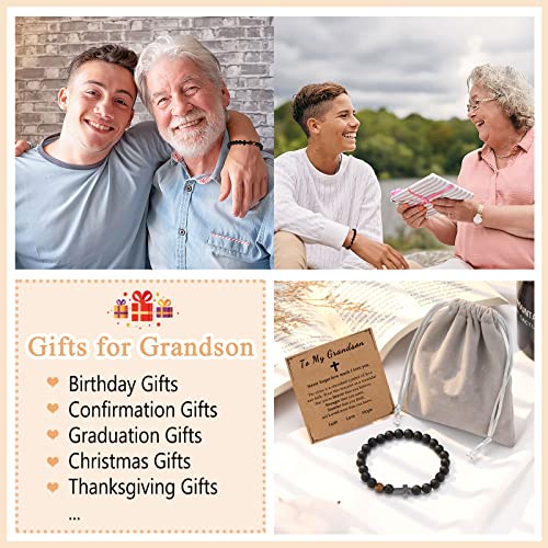 Cross Bracelet, To Mens Boys Christian Gifts for Birthday Christmas - style: Grandson