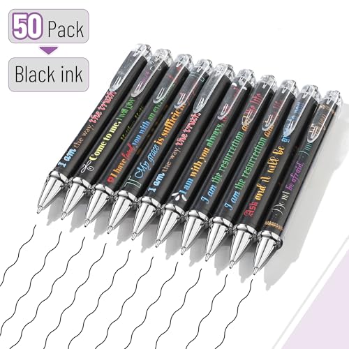 Mr. Pen- Christian Pen Set, 50 Pack, Black Ink, Bible Verse Pens Bulk - color: Black Background, Black Ink, size: 50 Pack