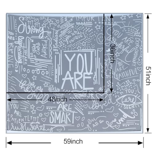 KJHL Black and White Quotes Motivational Tapestry Wall Hanging for Bedroom - color: Black, size: 59"L x 51"W