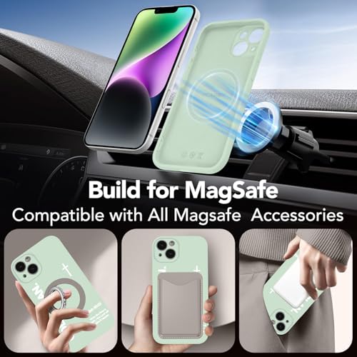 Magnetic Phone Case for iPhone 14, Aesthetic Jesus Bible Verse Cross Pattern Print for Women Men, Compatible with Magsafe, Shockproof Soft Silicone Cover for iPhone14 6.1", Green - color: Green, size: iPhone 14
