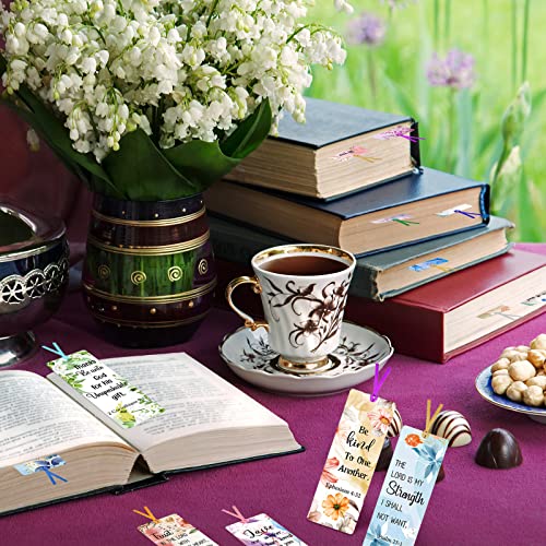 Chinco 120 Pack Christian Bookmarks for Women Inspirational Scripture Christian Book Markers Christian Gifts for Women Bulk Flower Page Clips Presents for Women School Office Supplies - style: Stylish Style