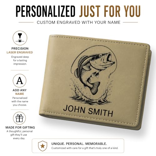 LaserGram Personalized Wallet, Christian Cross (Light Brown) - color: Light Brown