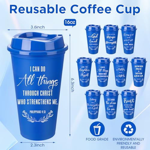 Skylety 20 Pack Christian Gifts Bulk 16oz Bible Verse Tumbler with Lids - color: Royal Blue