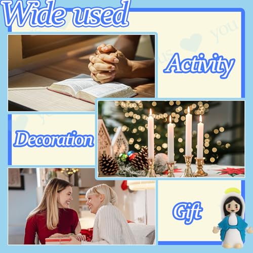 20 Pcs Little Virgin Mary Figurines, Christ Toys Mini Virgin Mary Figures, Little Figures to Hide and Seek Sunday School Religious Party Favors Gift for Sunday Easter Eggs, Blue