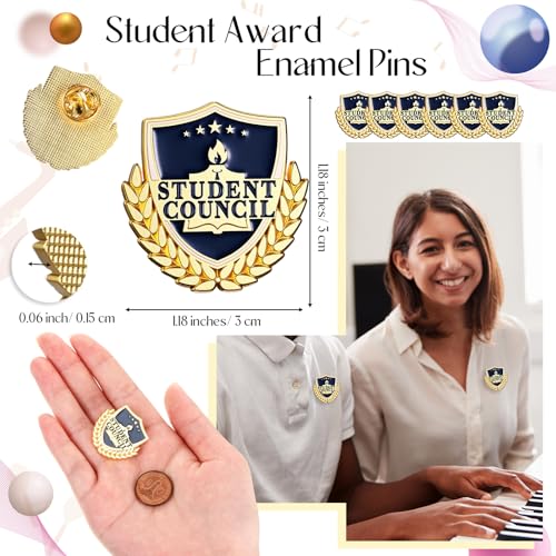 Knitgrip Award Lapel Pins Bulk Academic Recognition Enamel Pins Honors Gift for Student Office Government Club Members - style: Student Council