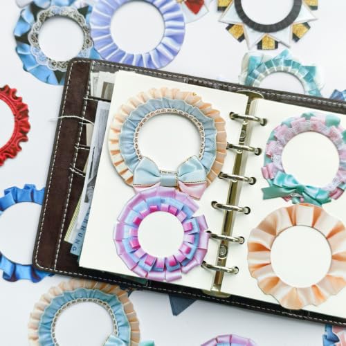 100 Pcs Fabric Aesthetic Scrapbook Stickers, Vintage Ribbon & Lace Style Waterproof Journaling Stickers, Repositionable Floral Stickers for Scrapbooking, Junk Journal, Planner,Water Bottles - color: Badge Frame