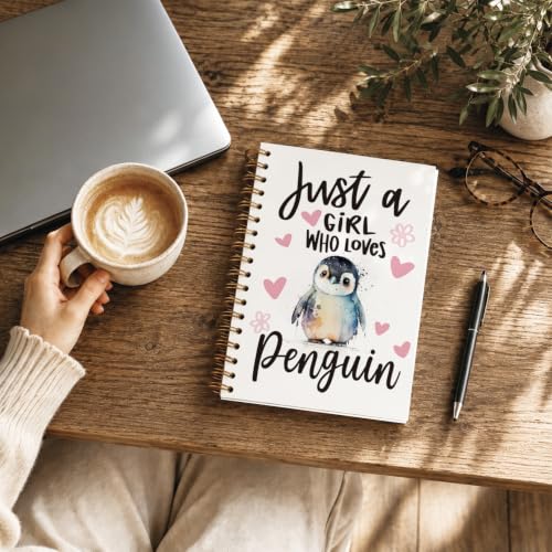 Cute Penguin Gifts Spiral Notebook Journal for Women, 5.5×8.3 Inch - style: just a girl who loves penguin