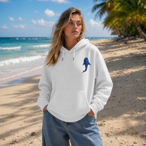 BeWithYou Christian Whale Shark Hoodies for Women Jesus Faith Sweatshirts God Religious Hoodie Bible Verse Graphic Pullover - color: Heather White, size: Medium