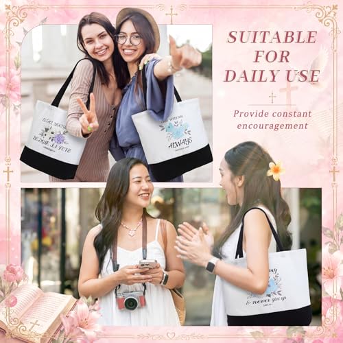 Aliceset 12 Pcs Christian Religious Gift for Women Bulk Included Bible Verse Canvas Tote Bag with Cosmetic Bag for Her Women Sister Mom Wife Birthday Mothers Day(Classic) - style: Classic