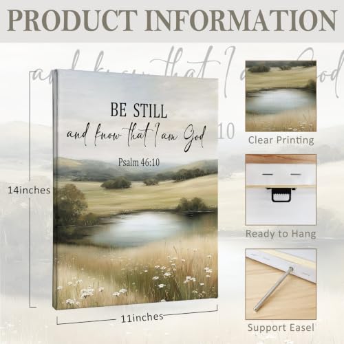PHAMTE Christian Bible Verses Rustic Landscape Wall Art Decor Canvas 11x14 - color: still