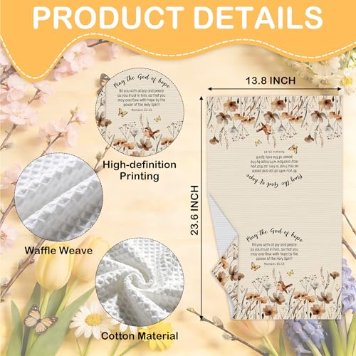 Christian Floral Kitchen Towels, Vintage Wildflower Hymn Tea Dish Towel, 19 - color: Brown Wildflowers