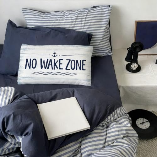 No Wake Zone Nautical 12x20 Pillow Cover for Lake House Decor - color: 06-no Wake Zone-navy 12x20