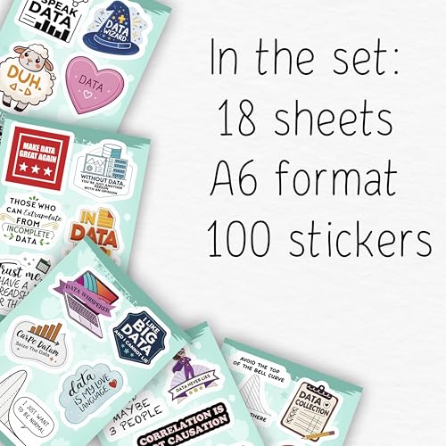 100Pcs Data Science Stickers for Water Bottle, Laptop, Phone - Funny Data Science Gifts for Scientist, Party Supplies - Gift for Women & Men - color: Data Science Stickers