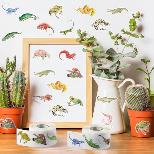Realistic Reptile Sticker Rolls, 1000Pcs Watercolor Reptile Animals - style: Relistic Reptile Animal