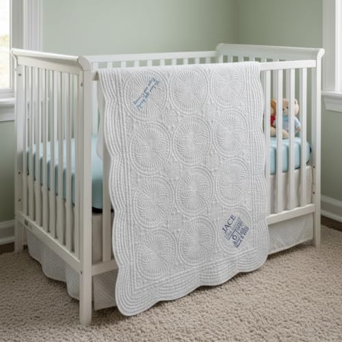 Personalized Baby Blanket – Custom Name, Monogram & Birth Stats, Soft Cotton Heirloom Quilt Keepsake, Unique Baby Gift for Boys & Girls (Heirloom Embroidered Design) - color: Heirloom Embroidered Design