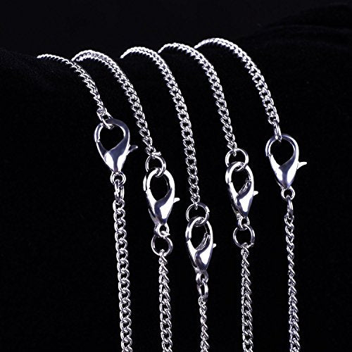 Outus 12 Pack Silver Link Chain Necklaces W/Lobster Clasp, 18 Inch - size: 18 Inch
