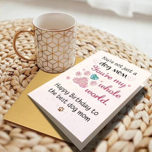 Funny Dog Mom Birthday Card, Cute Birthday Card Gift for Dog Mom, Dog Lover & Owner, Sweet Birthday Card from Dog to Fur Mom - color: #2