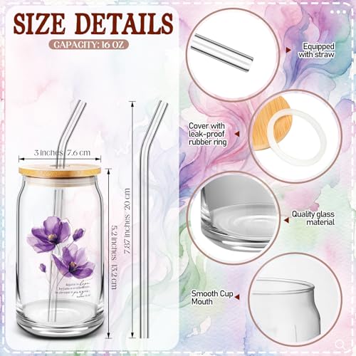 Funnymoom 12 Pcs 12 Pcs Christian Gift Bulk 16 oz Bible Glass Cups, Floral - style: Floral