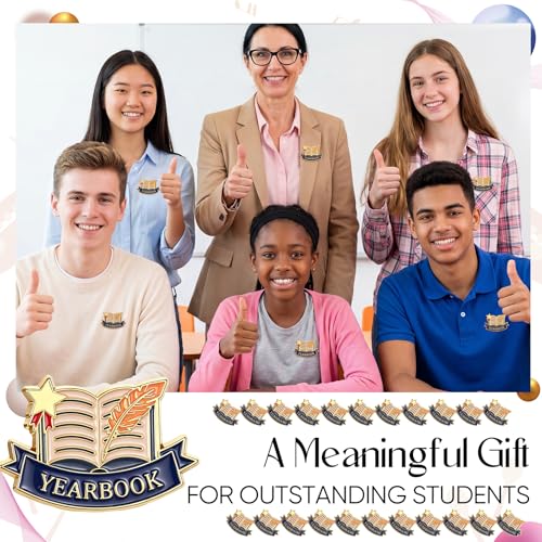 Knitgrip Award Lapel Pins Bulk Academic Recognition Enamel Pins Honors Gift for Student Office Government Club Members - style: Yearbook