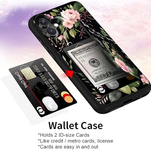 for iPhone 17 Case,Wallet Case Credit Card Holder Dual Layer Hybrid Shockproof PC + TPU Case Cover for iPhone 17 6.3" 2025,Flower Bible Verse Psalm 46:10 - color: Flower Bible Verse Psalm 46:10, size: iPhone 17 6.3"
