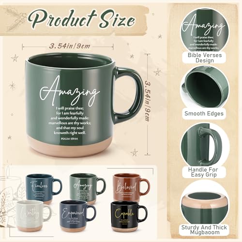 Potchen 18 Pcs Christian Church Gift 13oz Coffee Mug Journal Pen, Brown - color: Retro Brown, size: Bible