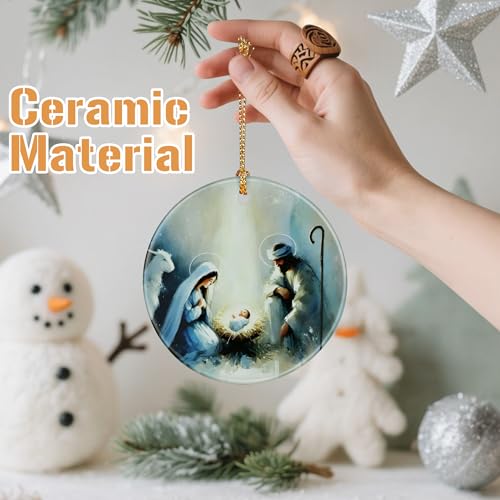 Nativity Scene Christmas Ornament, Jesus’ Birth Christmas Ornament, Holy Family Decoration, Religious Holiday Decor | Gifts for Christian, Gifts for Religious Women - Style A - color: Nativity-a