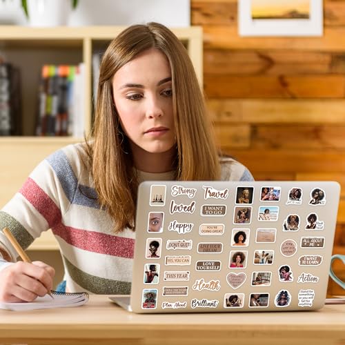 Black Girl Vision Board Stickers, Affirmation Decals for Women - color: Black Girl Brown