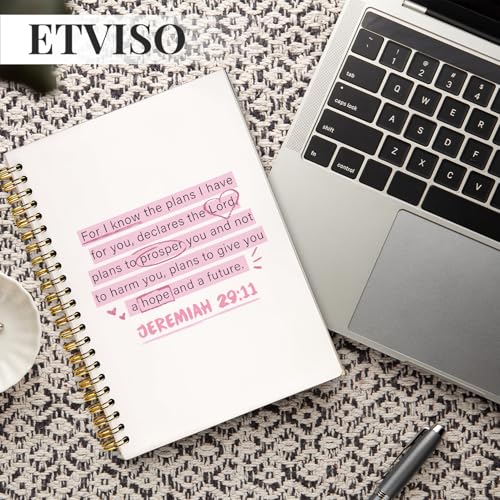 ETVISO Pink Christian Notebook, JEREMIAH 29:11 Christian Journal for Women, Scripture Notebook, Bible note taking, Bible Journal, Hardcover Spiral Notebook 80 Sheets -160 Pages 5.5x8.3 Inch - color: 02-Bible(JEREMIAH 29:11)