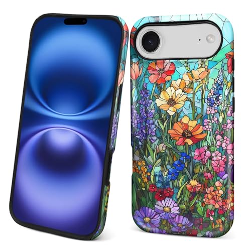 Case for iPhone 17 Air,Drop Protection Hybrid 2-Layer Hard Phone Cover-Glazed Flowers Garden - color: Glazed Flowers Garden, size: iPhone 17 Air