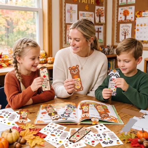 ANGOLIO Fall Animals Bookmark Craft Kits for Kid, 123Pcs Autumn Party Favor - style: Fall animals