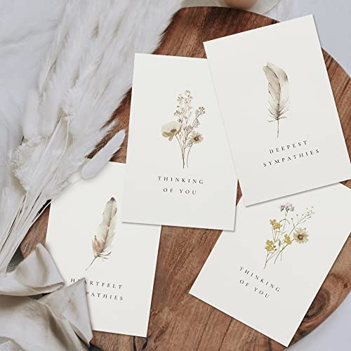 Beautiful Sympathy Cards Set of 20 with Envelopes & Stickers - Bulk Set