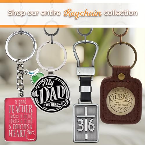 Christian Art Gifts Metal Inspirational Scripture Keychains for Men & Women: Round Sturdy Multicolor Encouraging Keyrings - color: Teach/Gold & Pink Floral