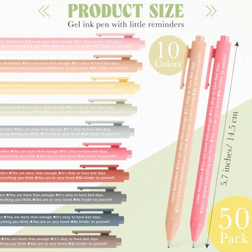 Crtiin 50 Pcs Gel Ink Pens Motivational Pen for Coworkers Students Inspirational Pens Bulk Smooth Writing Affirmation Pen for Thank You Gifts for Staff Volunteer - color: Self-affirmation, size: 1 Count (Pack of 50)