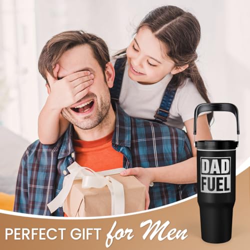 Dad Fuel Stainless Steel Insulated 30oz Tumbler with Carry Handle & Flip Straw Lid for Dad on Fathers Day, Birthday or Christmas - color: Dad 3