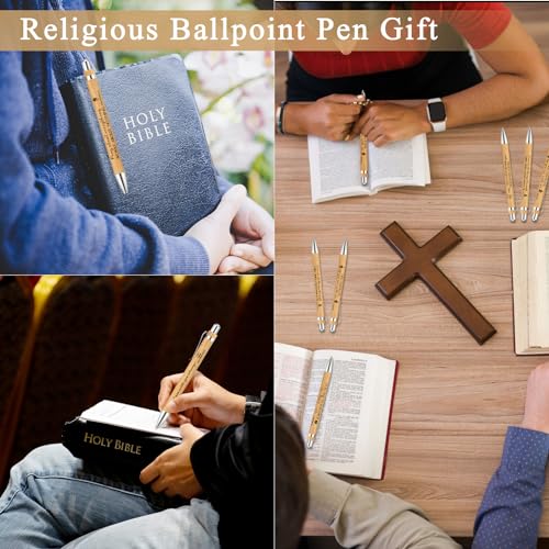 Tenceur 50 Sets Christian Gifts Bulk Church Members Bulk Bible Verse Bamboo Pens and Inspirational Bookmarks Religious Gifts Sets for Vbs Sunday School Party Women Men