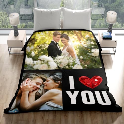 inkArts Custom Blanket with Photos, Personalized Photo Blankets Using My Own Photos, Customized Blankets with Pictures, Personalized Gifts for Women Men Baby Child - color: 2 Photos