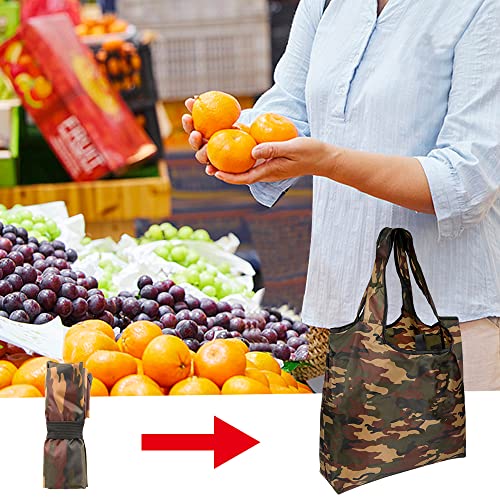 Aricsen 15x4.5x15 Inch Camo Reusable Shopping Bags with Handles, 20 Pack - color: Camo