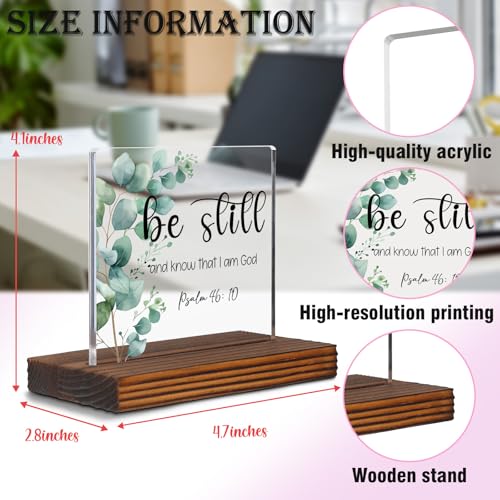 Psalm 46:10 Be Still And Know That I Am God Clear Desk Decorative Sign, Inspirational Scripture Home Nursery Church Office Decor Plaques Christian Gifts for Men Women Family Friend EDC84 - style: Psalm 46:10 Be Still