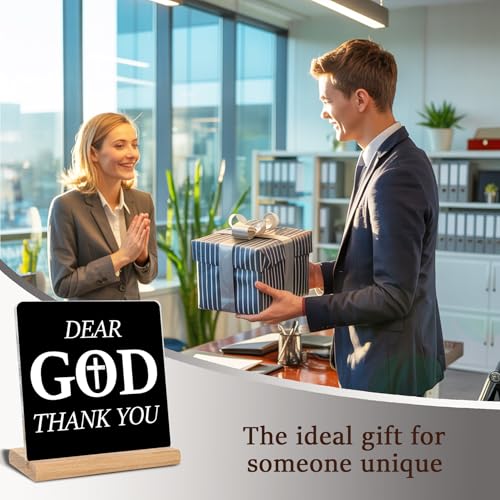 Christian Gifts for Women Men, Dear God Thank You Acrylic Plaque Signs, Office Home Desk Decor Signs(Black) - color: Dear God 1