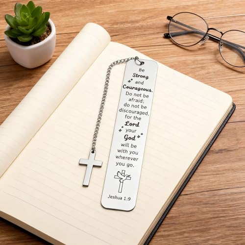 Be Strong and Courageous Bookmark, Christian Gifts for Men Women, Joshua 1:9 Inspirational Bible Verse Gifts, Graduation Encouragement Gifts for Son Daughter, Religious Baptism Keepsake - style: BM018 Bible Verses
