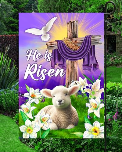 68LDROOTER He Is Risen Easter Garden Flag, Vertical Double Sided, Outdoor Easter Decor Religious Garden Flags (Garden Flag) - color: Garden Flag