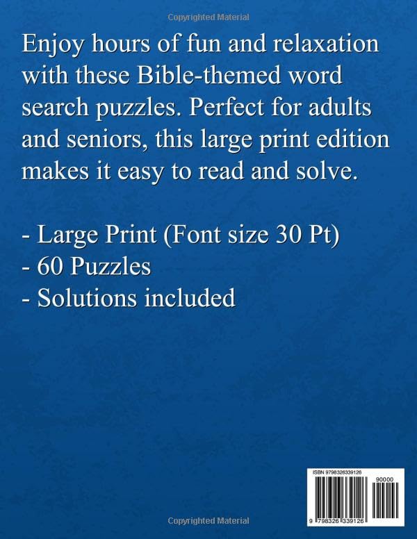 Extra Large Print Bible Word Search for Adults and Seniors: Jumbo Full Page Puzzles with 30 pt Font (Very Easy to Read) for Christian Men and Women