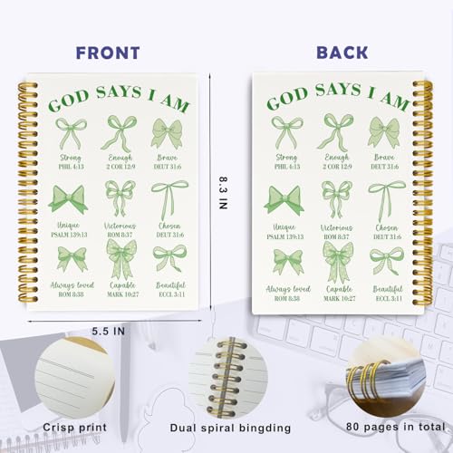 Christian Sage Green Bible Notebook, Green Spiral Notebook for Women - color: Green