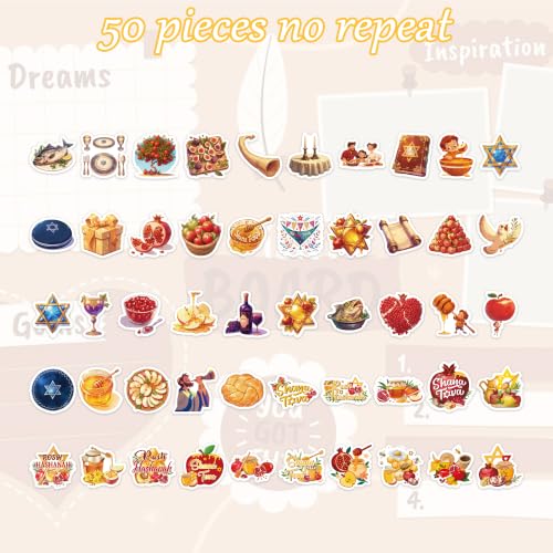 Rosh Hashanah Stickers, Jewish New Year Scrapbook Decals and Party Decor - color: Rosh Hashanah