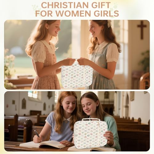 Bible Bag Cover Case for Women Study Supplies Kit Church Book Holder - color: Wildflower Meadow