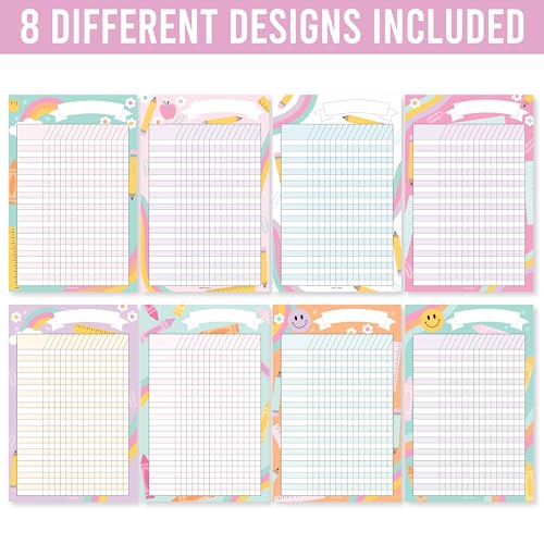 Attendance Chart for Classroom -8pc Laminated Chore & Reward Chart for Kids - color: Retro Colorful 1